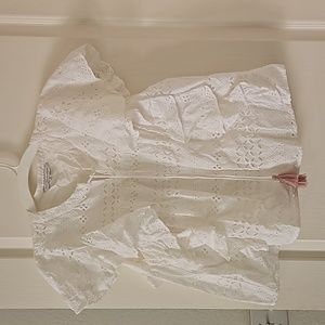 REBECCA MINKOFF Caro Eyelet Ruffle Top White